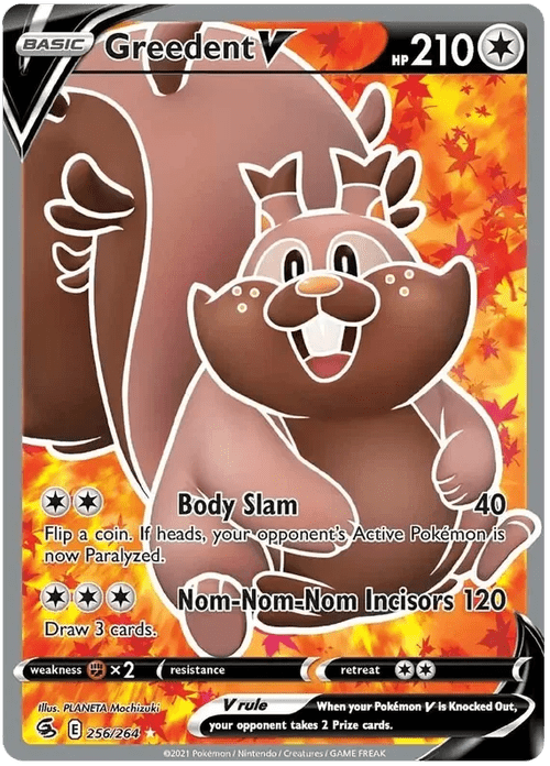Greedent-V 256 Pokemon card from Fusion Strike set