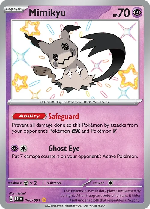 Mimikyu 160 Pokemon card from Paldean Fates set