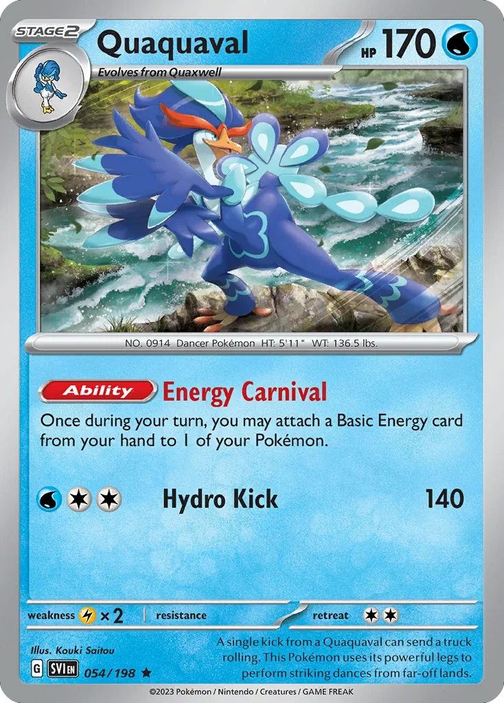 Quaquaval 54 Pokemon card from Scarlet & Violet set