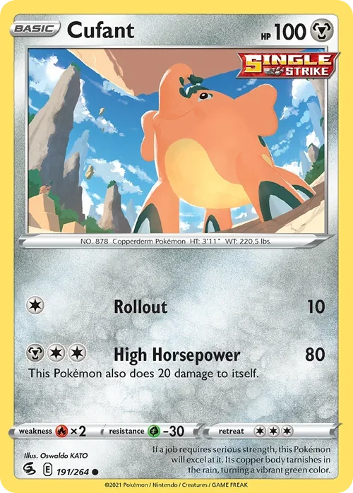 Cufant 191 Pokemon card from Fusion Strike set