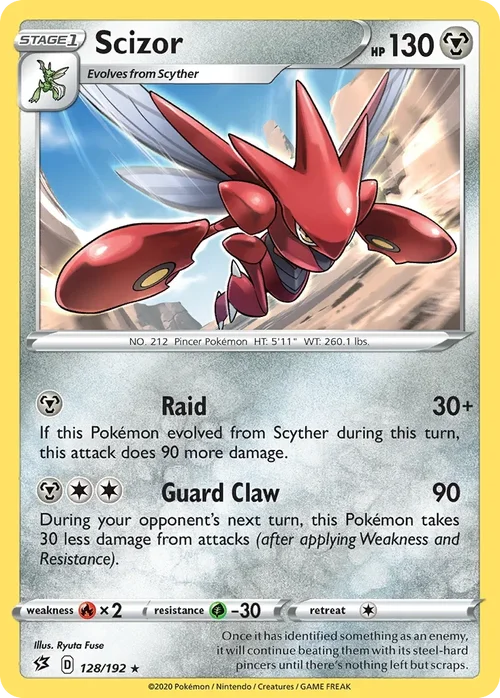 Scizor 128 Pokemon card from Rebel Clash set