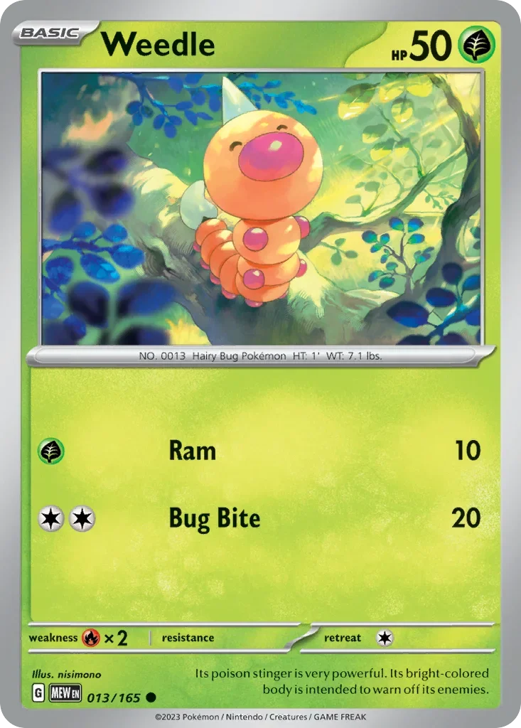 Weedle 013 Pokémon card