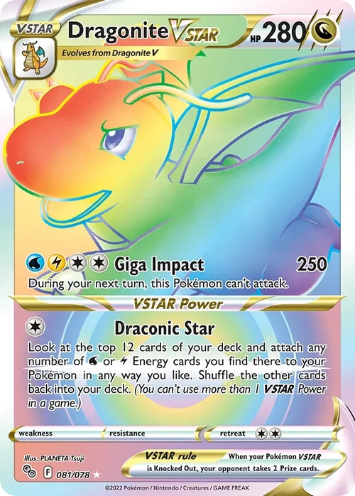 Dragonite VSTAR 81 Pokemon card from Pokemon GO set