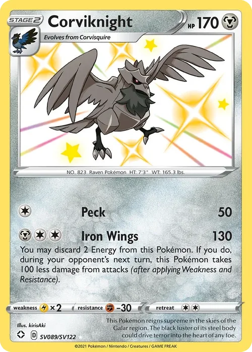 Corviknight SV089 Pokemon card from Shining Fates set