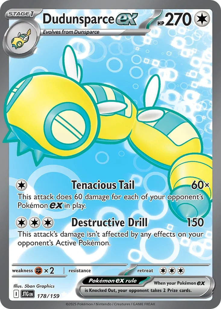 Dudunsparce ex 178 Pokémon card from JTG set