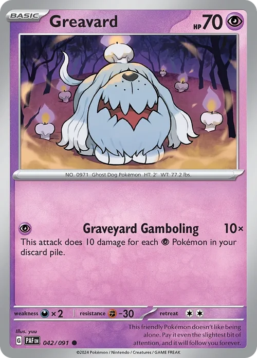Greavard 42 Pokemon card from Paldean Fates set