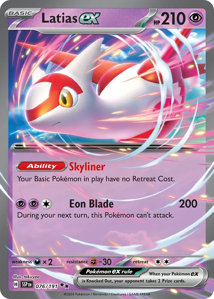 Latias ex 076/167 Pokemon card from Surging Sparks set