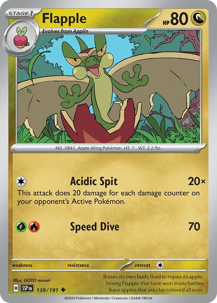 Flapple 139/167 Pokemon card from Surging Sparks set