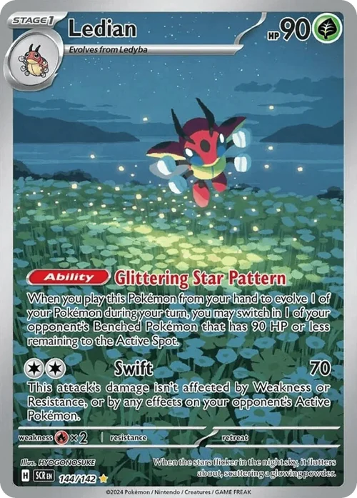 Ledian 144 Pokemon card from Stellar Crown set