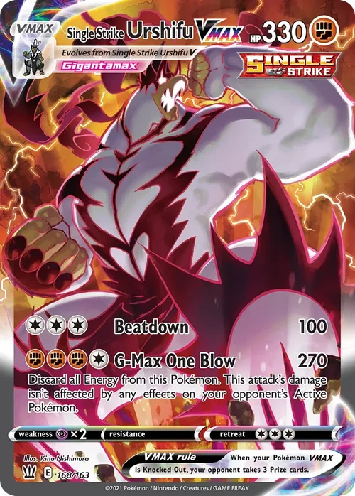 Single Strike Urshifu VMAX 168 Pokemon card from Battle Styles set