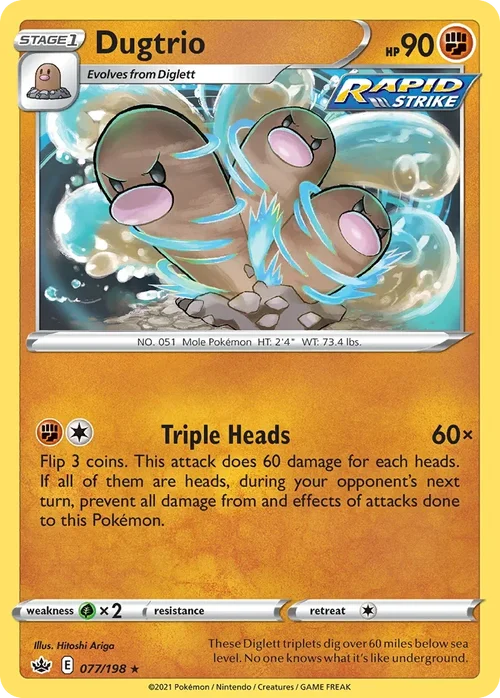 Dugtrio 77 Pokemon card from Chilling Reign set