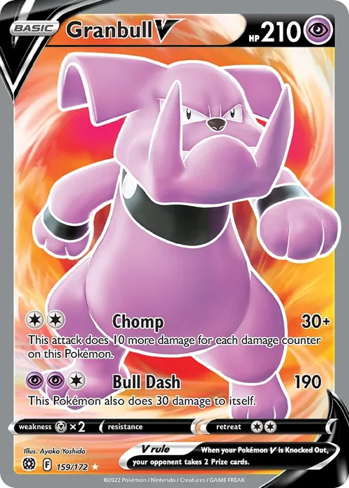 Granbull V 159 Pokemon card from Brilliant Stars set