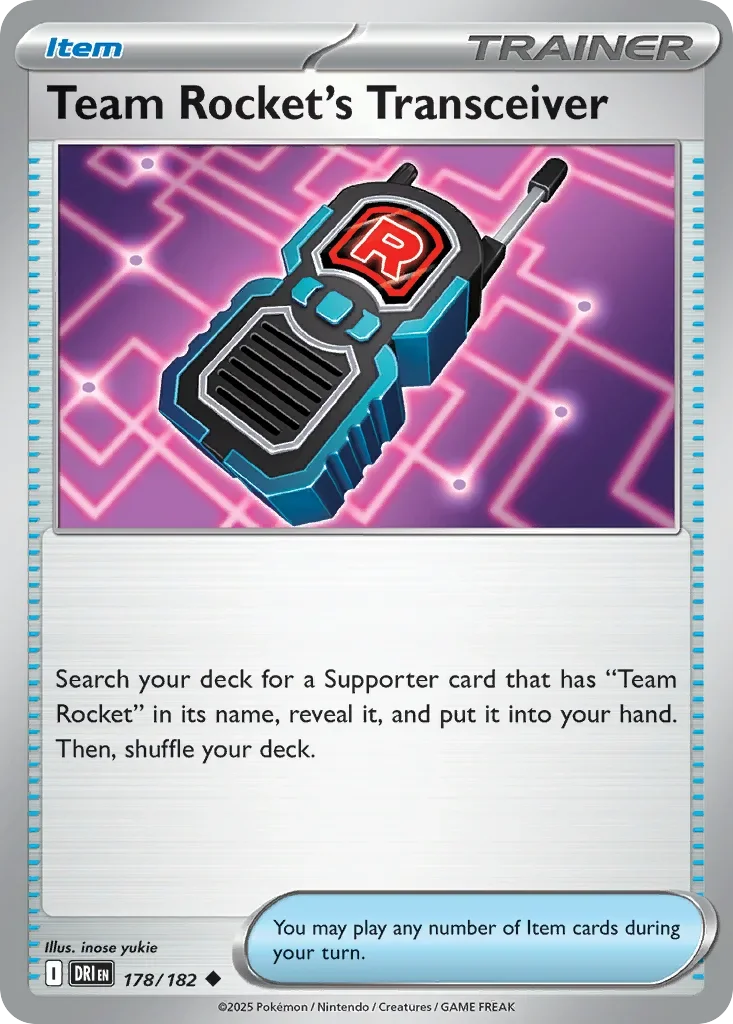 Team Rocket's Transceiver 178 Pokemon card from Destined Rivals set