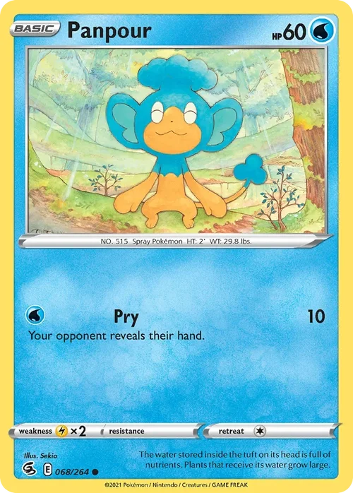 Panpour 68 Pokemon card from Fusion Strike set