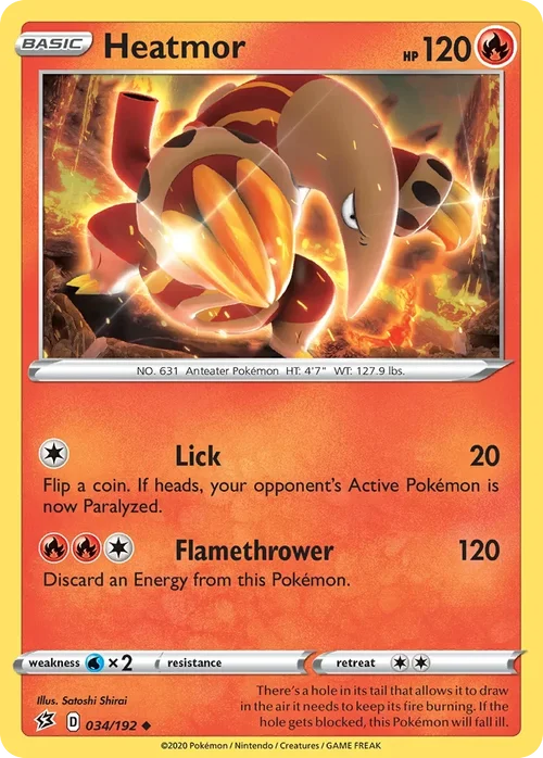 Heatmor 34 Pokemon card from Rebel Clash set
