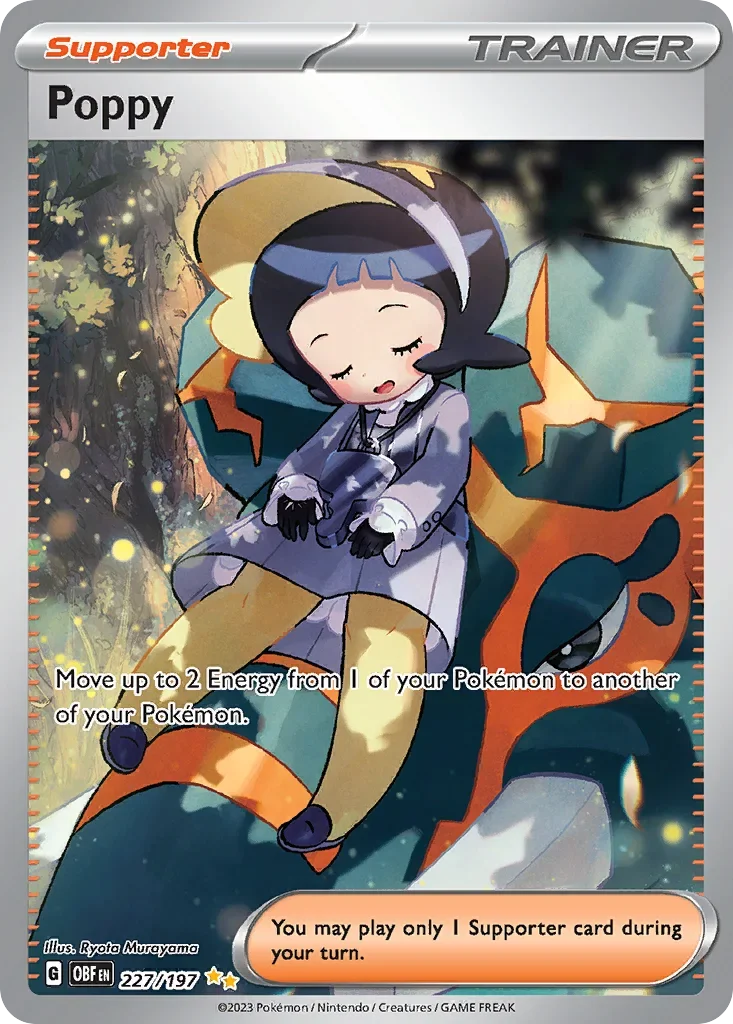 Poppy 227 Pokémon card from Obsidian Flames set