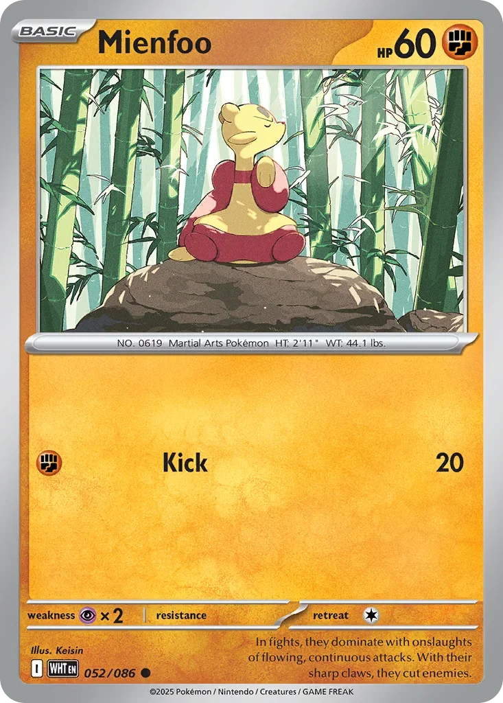 Mienfoo 52 Pokemon card from White Flare set