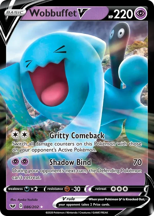 Wobbuffet V 86 Pokemon card from Sword & Shield set