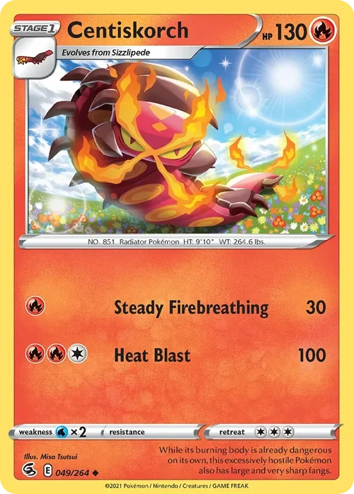 Centiskorch 49 Pokemon card from Fusion Strike set