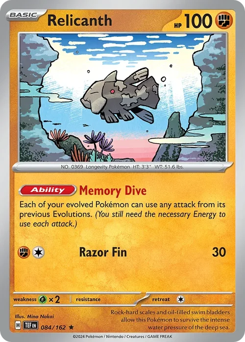 Relicanth 84 Pokemon card from Temporal Forces set