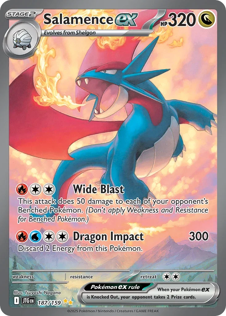 Salamence ex 187 Pokémon card from JTG set