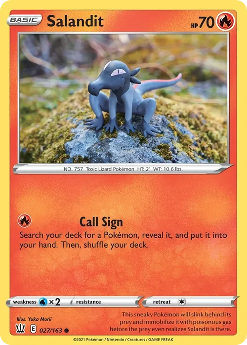 Salandit 27 Pokemon card from Battle Styles set