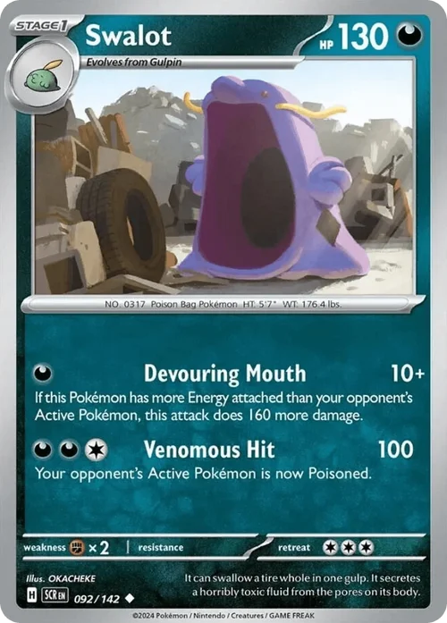 Swalot 92 Pokemon card from Stellar Crown set