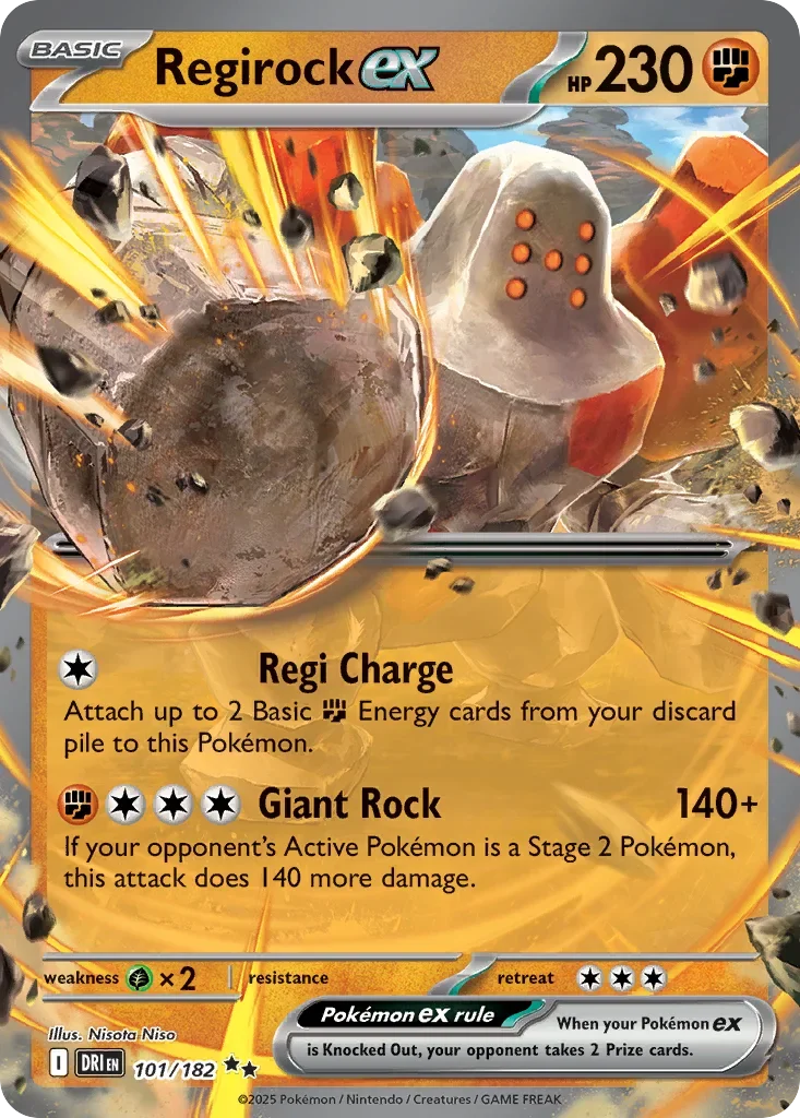 Regirock ex 101 Pokemon card from Destined Rivals set