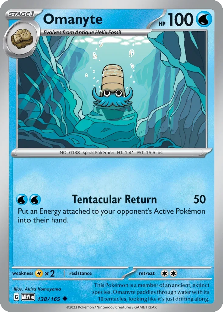 Omanyte 138 Pokémon card