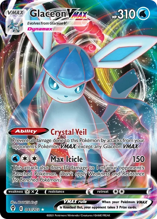 Glaceon VMAX 41 Pokemon card from Evolving Skies set