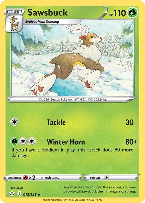 Sawsbuck 12 Pokemon card from Chilling Reign set