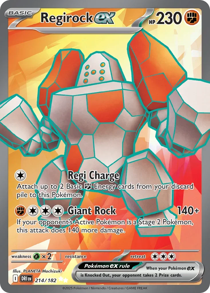 Regirock ex 214 Pokemon card from Destined Rivals set