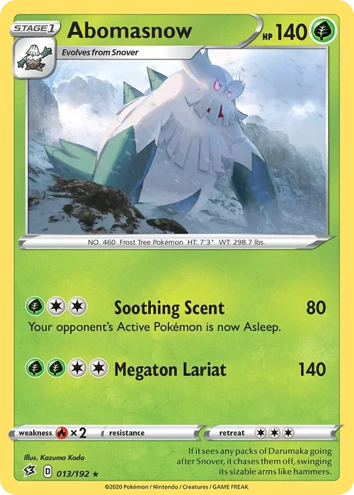 Abomasnow 13 Pokemon card from Rebel Clash set