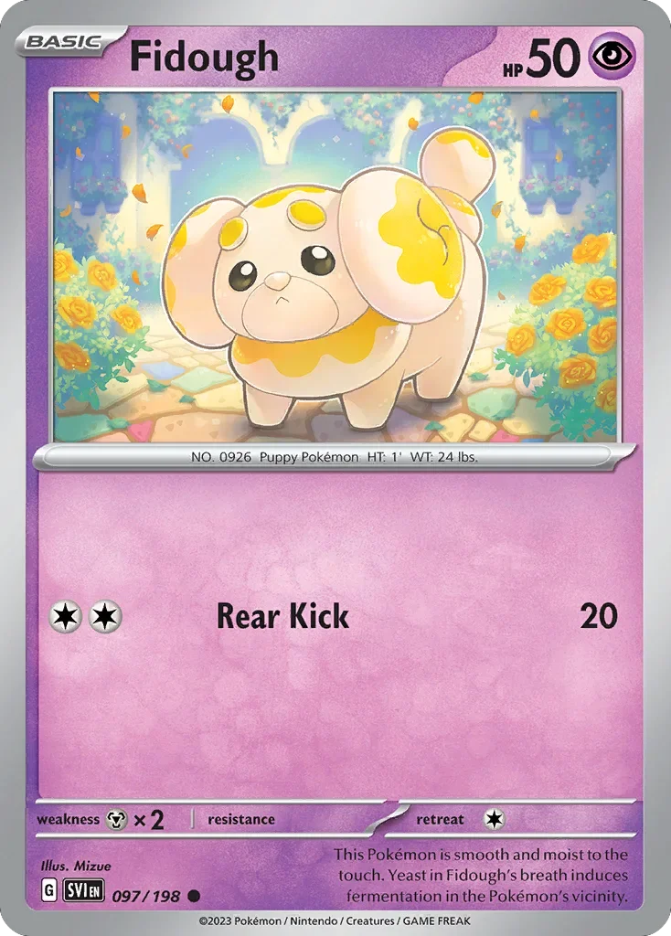 Fidough 97 Pokemon card from Scarlet & Violet set