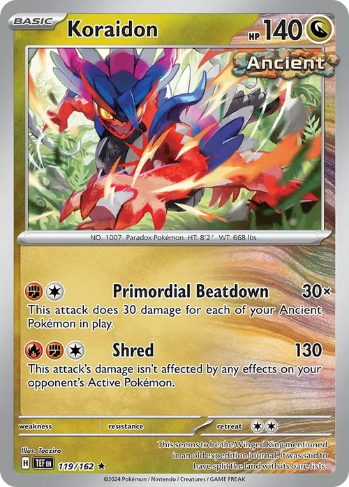Koraidon 119 Pokemon card from Temporal Forces set