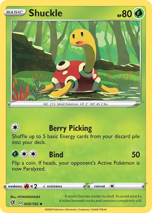 Shuckle 5 Pokemon card from Rebel Clash set