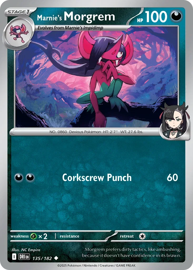 Marnie's Morgrem 135 Pokemon card from Destined Rivals set