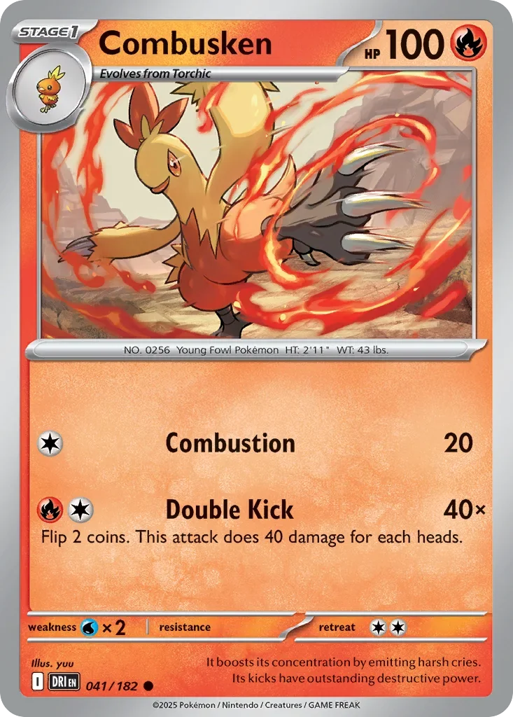 Combusken 41 Pokemon card from Destined Rivals set