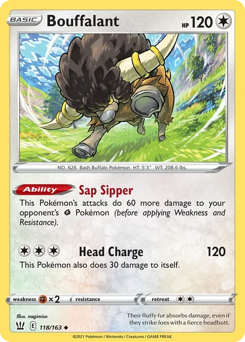 Bouffalant 118 Pokemon card from Battle Styles set