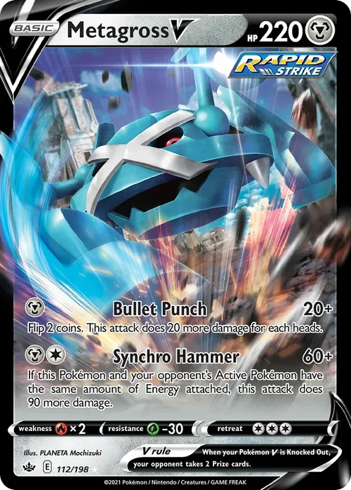 Metagross V 112 Pokemon card from Chilling Reign set