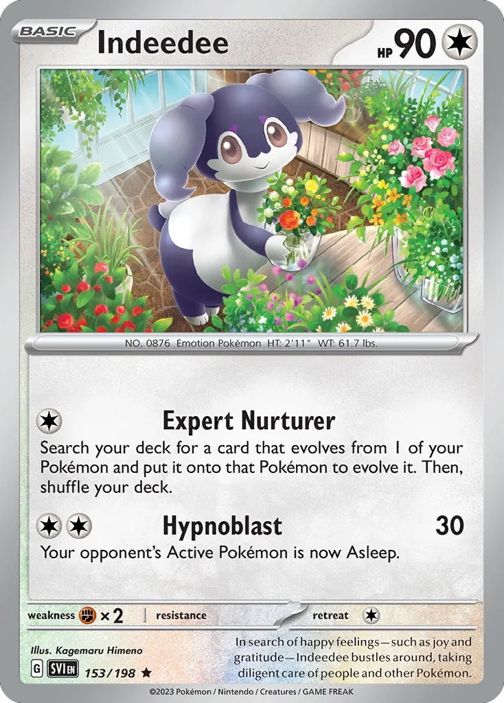 Indeedee 153 Pokemon card from Scarlet & Violet set