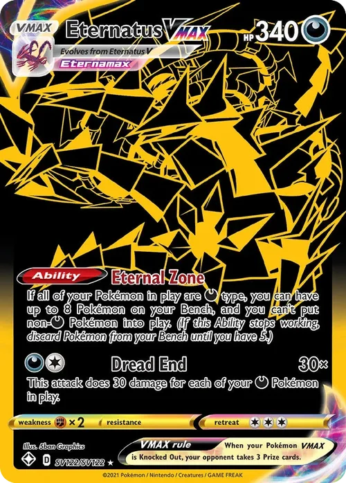 Eternatus VMAX SV122 Pokemon card from Shining Fates set