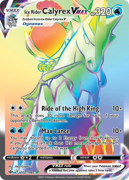 Ice Rider Calyrex VMAX 202 Pokemon card from Chilling Reign set