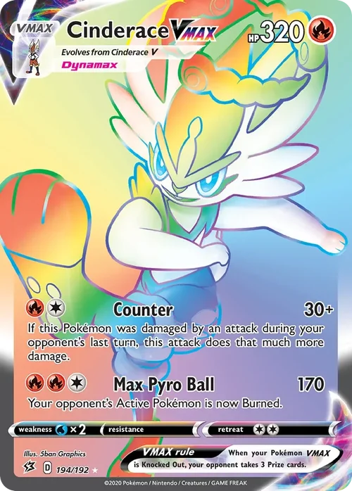 Cinderace VMAX 194 Pokemon card from Rebel Clash set