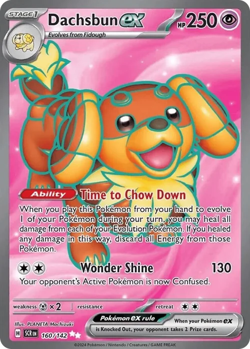 Dachsbun ex 160 Pokemon card from Stellar Crown set