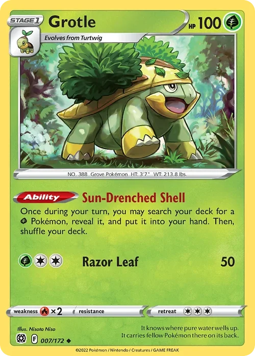 Grotle 007 Pokemon card from Brilliant Stars set