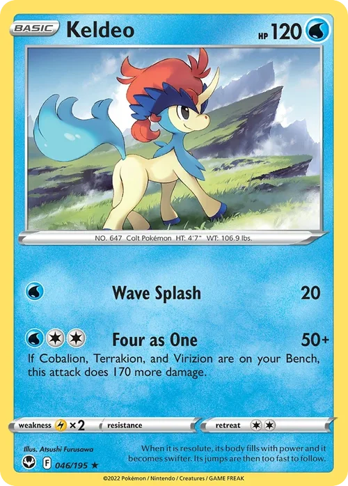 Keldeo 46 Pokemon card from Silver Tempest set