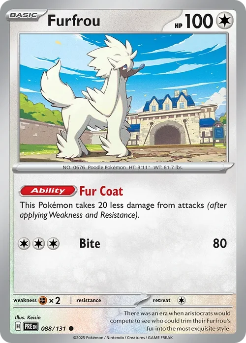 Furfrou 88 Pokemon card from Prismatic Evolutions set