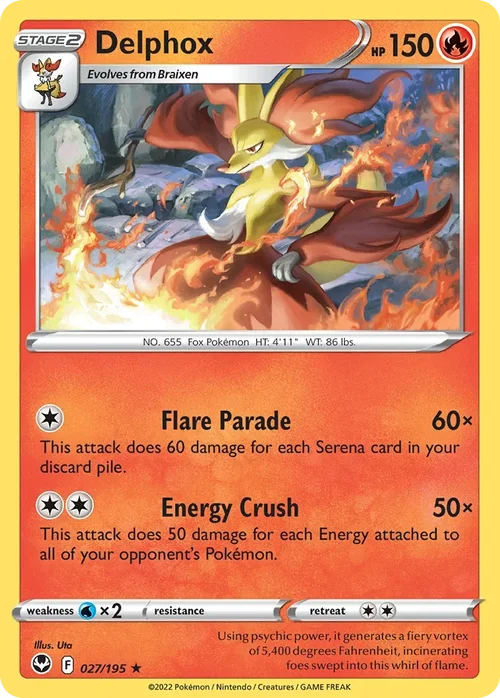 Delphox 27 Pokemon card from Silver Tempest set