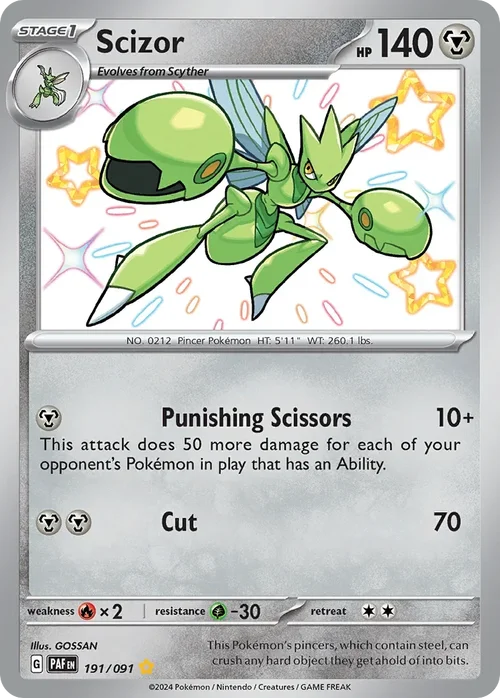 Scizor 191 Pokemon card from Paldean Fates set